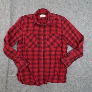 Ralph Lauren Top Womens Extra Large‎ Button Front Plaid Utility Red Black Shirt